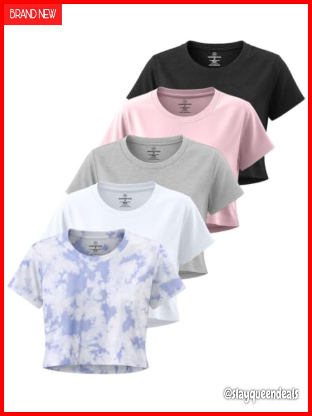 5 Pack Women's Dry Fit Crop Top Workout T Shirts Short Sleeve Athletic Gym
